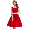 Belle Poque Stock Sleeveless solide Baumwolle Retro Vintage 50er Kleid kurz rot BP000069-2